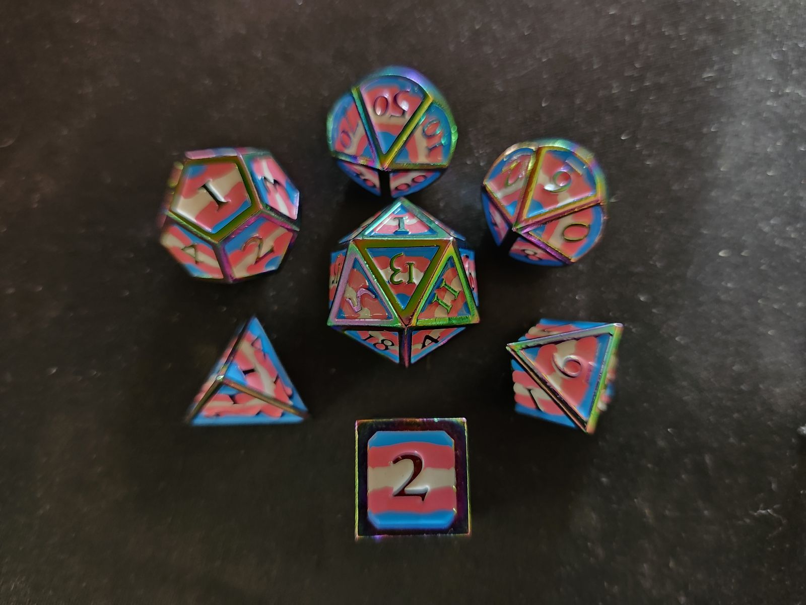 LAUGHING PANDA - TRANS PAINTED METAL DICE | BD Cosmos