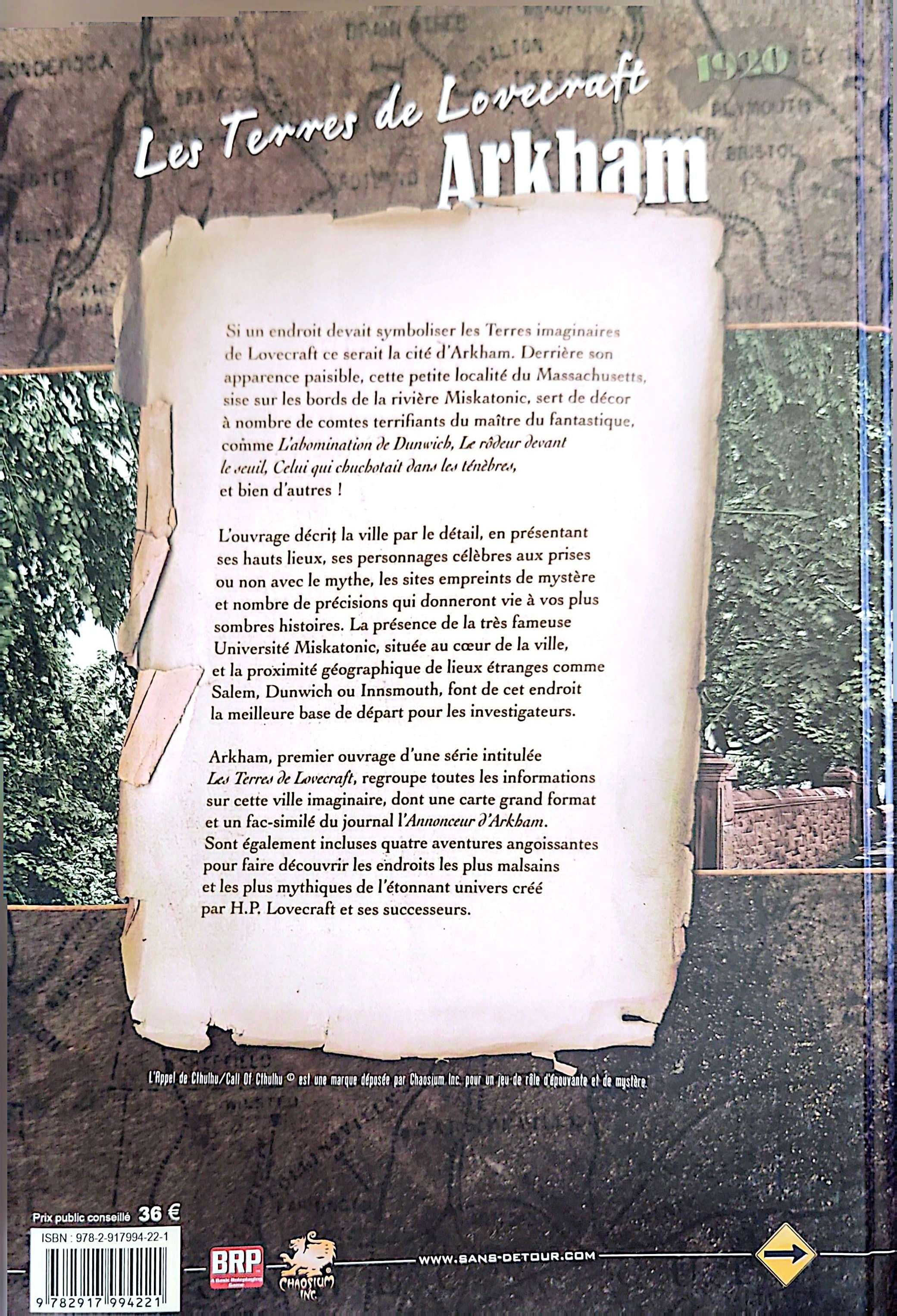 L'APPEL DE CTHULHU - ARKHAM - LIVRE D'AVENTURE [FRE] | BD Cosmos