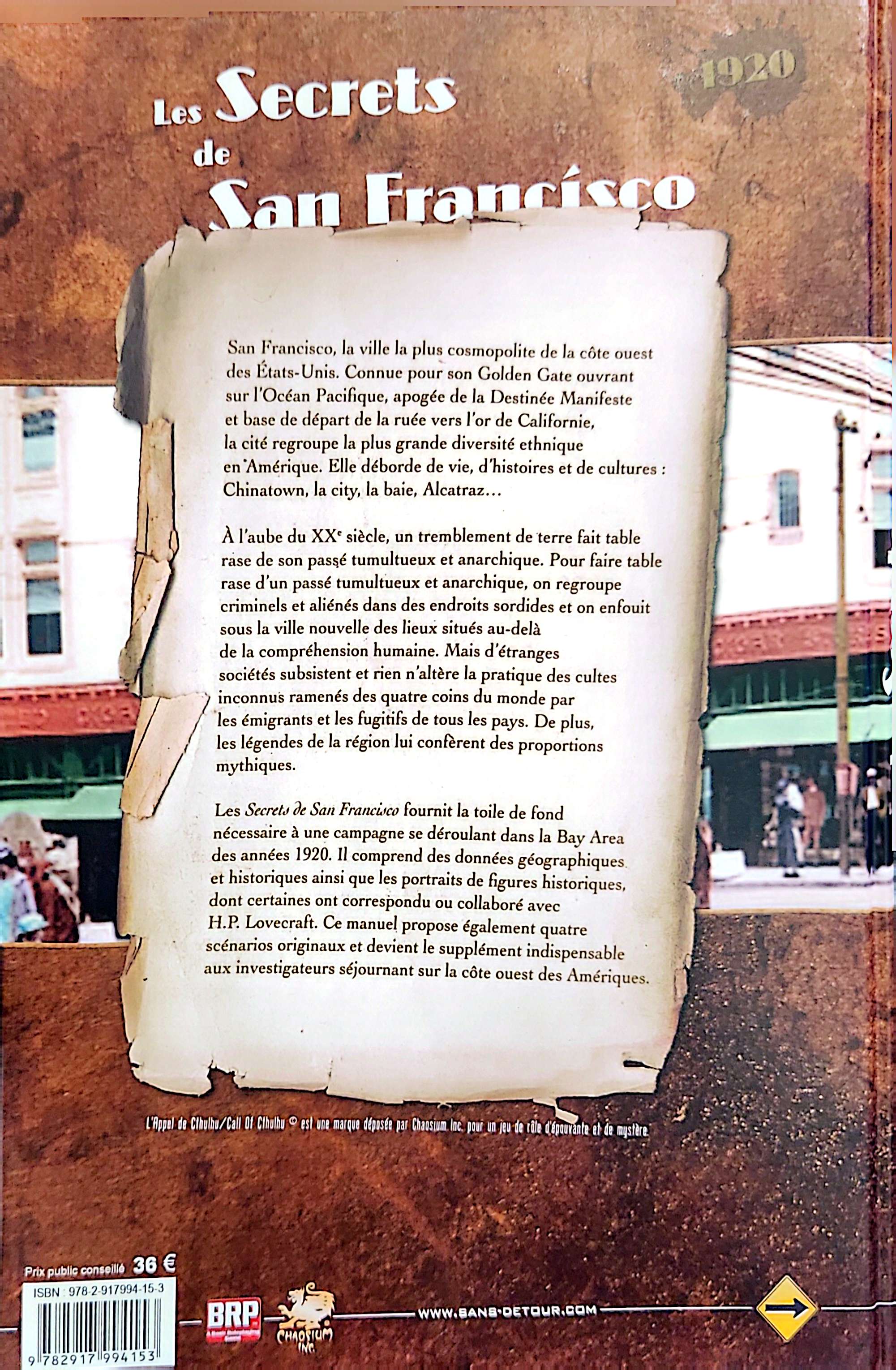 L'APPEL DE CTHULHU - LES SECRETS DE SAN FRANCISCO [FRE] | BD Cosmos
