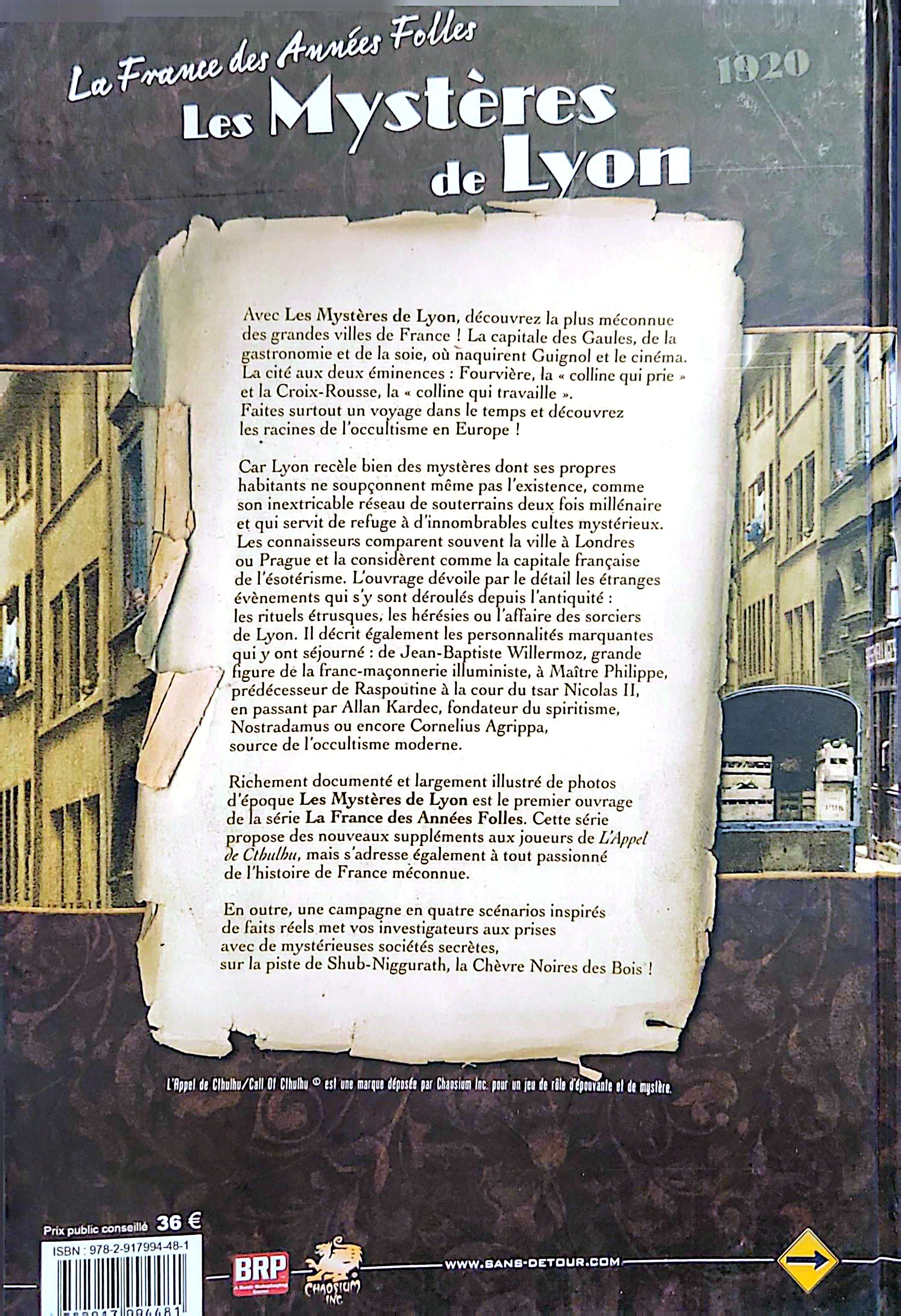 L'APPEL DE CTHULHU - LES MYSTÈRES DE LYON [FRE] | BD Cosmos