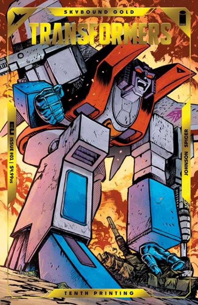 Transformers #1 10th Print Image B Starscream Gold Foil Emboss 12/18/2024 | BD Cosmos