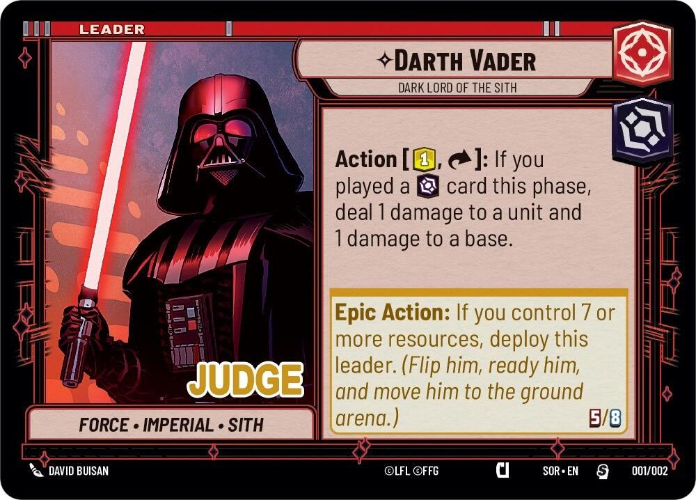 Darth Vader - Dark Lord of the Sith (Judge Promo) (001/002) [Spark of Rebellion Promos] | BD Cosmos