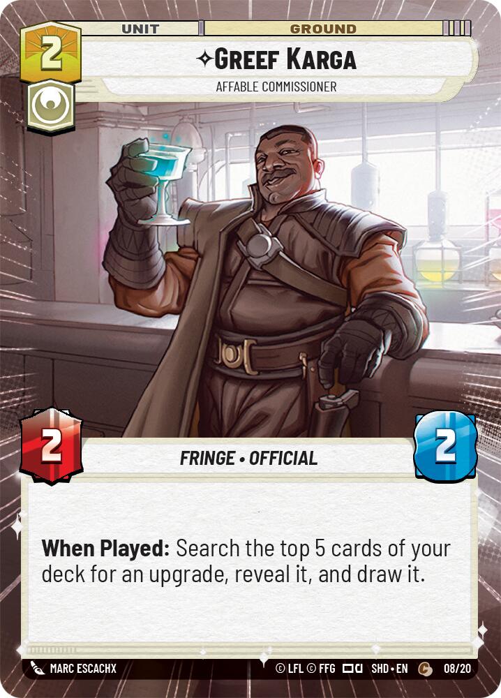 Greef Karga - Affable Commissioner (Hyperspace) (08/20) [Shadows of the Galaxy: Weekly Play] | BD Cosmos