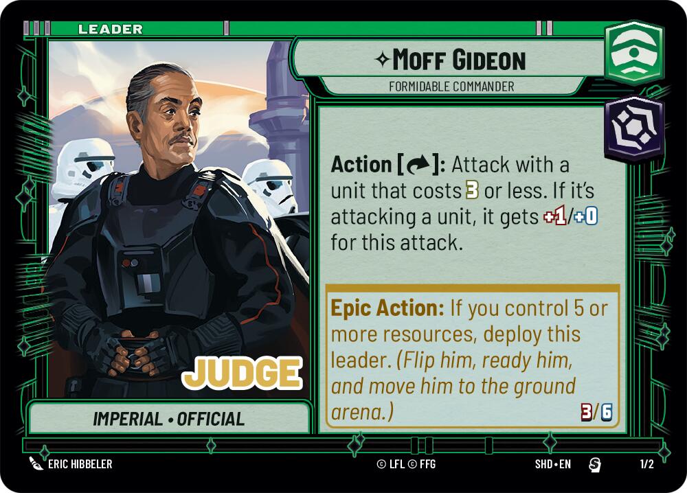 Moff Gideon - Formidable Commander (Judge Promo) (1/2) [Shadows of the Galaxy Promos] | BD Cosmos