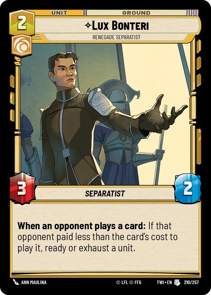 Lux Bonteri - Renegade Separatist (210/257) [Twilight of the Republic] | BD Cosmos