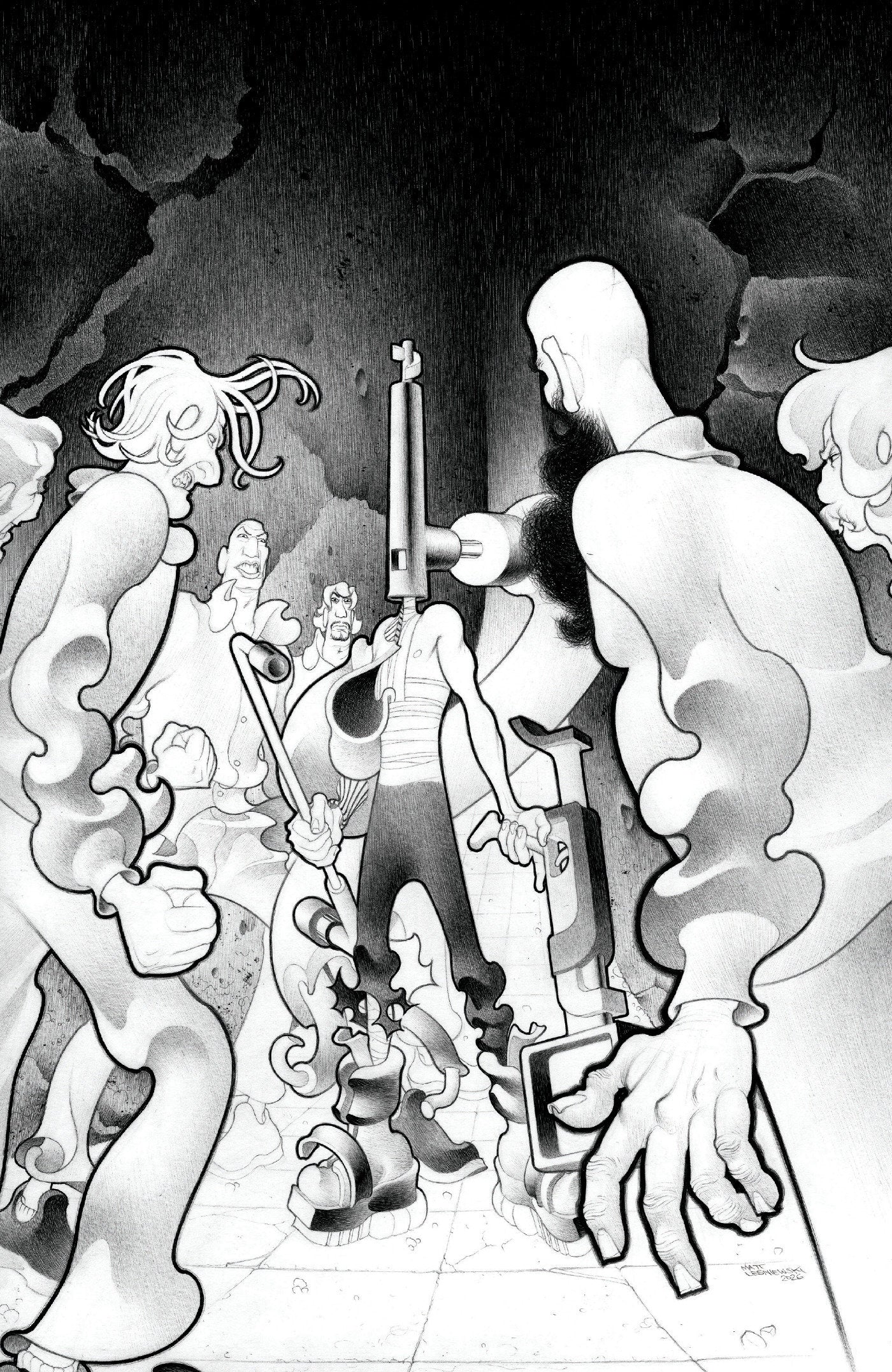Faceless And The Family Maze Of The Mechanical Aliens #4 Cover C 1 in 10 Matt Lesniewski Black & White Variant | BD Cosmos