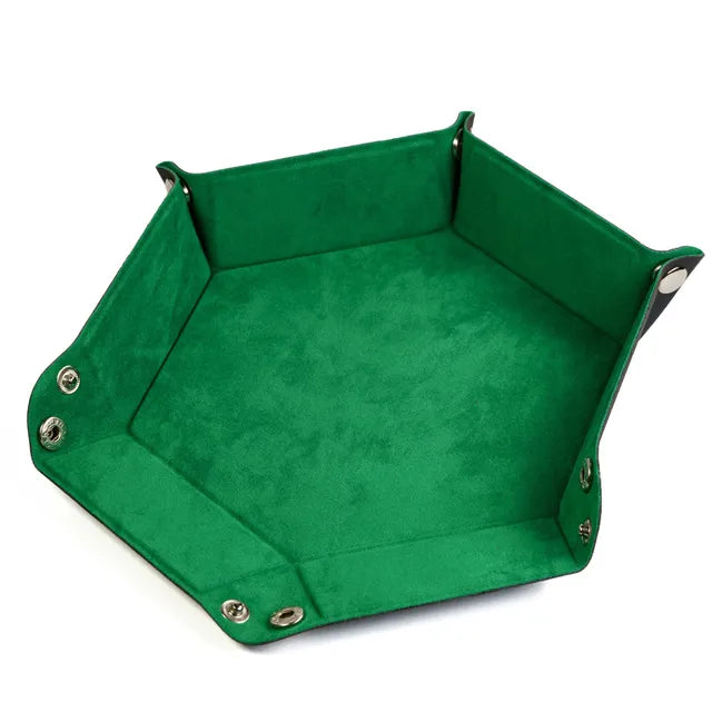 FOLD UP VELVET DICE TRAY - HEXAGONE GREEN | BD Cosmos