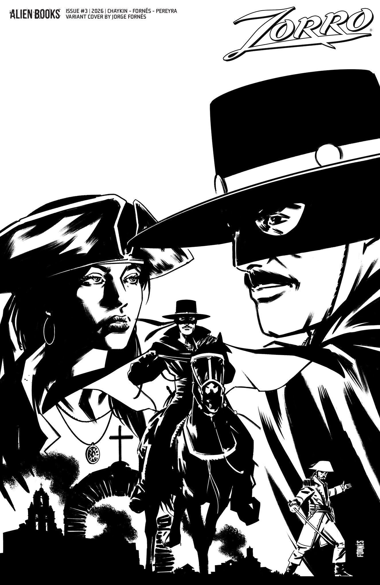 Zorro #3 IDW D Fornés B&W 08/12/2026 | BD Cosmos