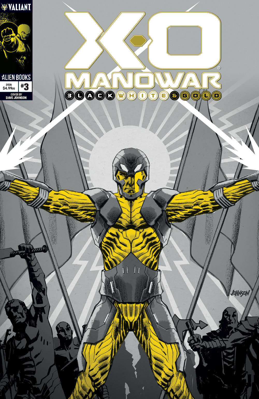X O Manowar: Black White & Gold #3 IDW B Johnson B&W&G 12/23/2026 | BD Cosmos