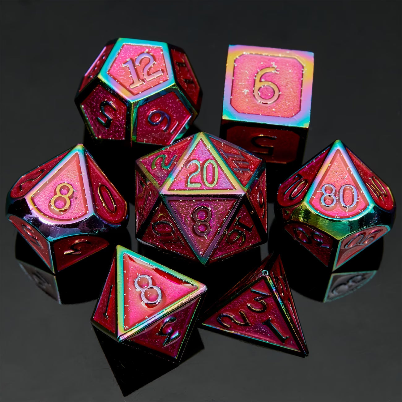 METAL RPG DICE SET - MAGENTA COSMIQUE | BD Cosmos
