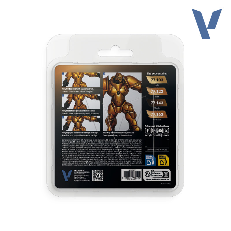 VALLEJO TRUE METALLIC METAL: IMPERIAL GOLD PAINT SET | BD Cosmos