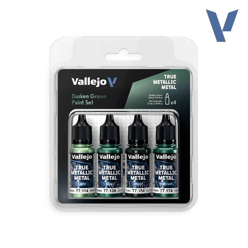 VALLEJO TRUE METALLIC METAL: DUSKEN GREEN PAINT SET | BD Cosmos