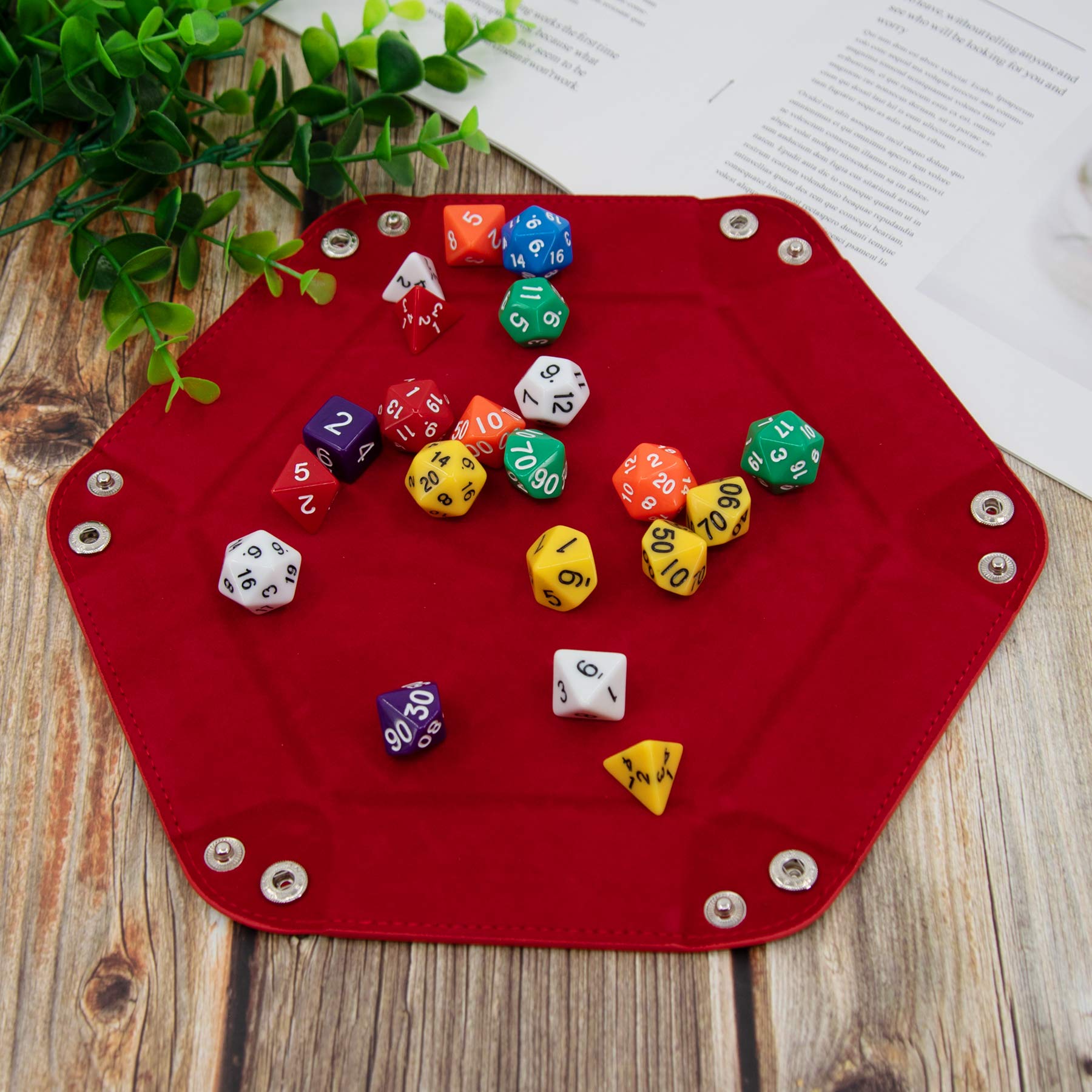 FOLD UP VELVET DICE TRAY - HEXAGONE RED | BD Cosmos