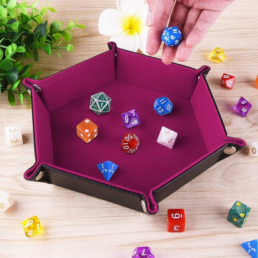 FOLD UP VELVET DICE TRAY - HEXAGONE PINK | BD Cosmos