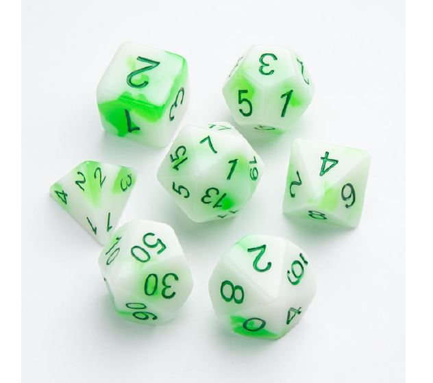 GLOW SERIES DICE: 7 PIECE SET - TOXIC STONES | BD Cosmos