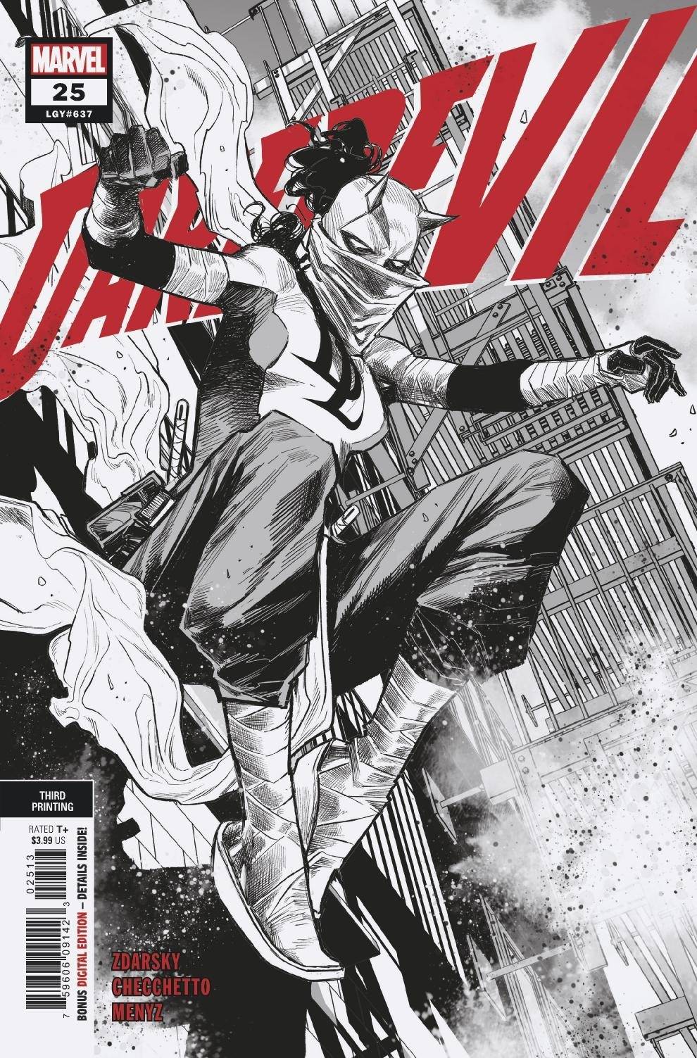Daredevil #25 3rd Print Variant Marvel Elektra B&W | BD Cosmos