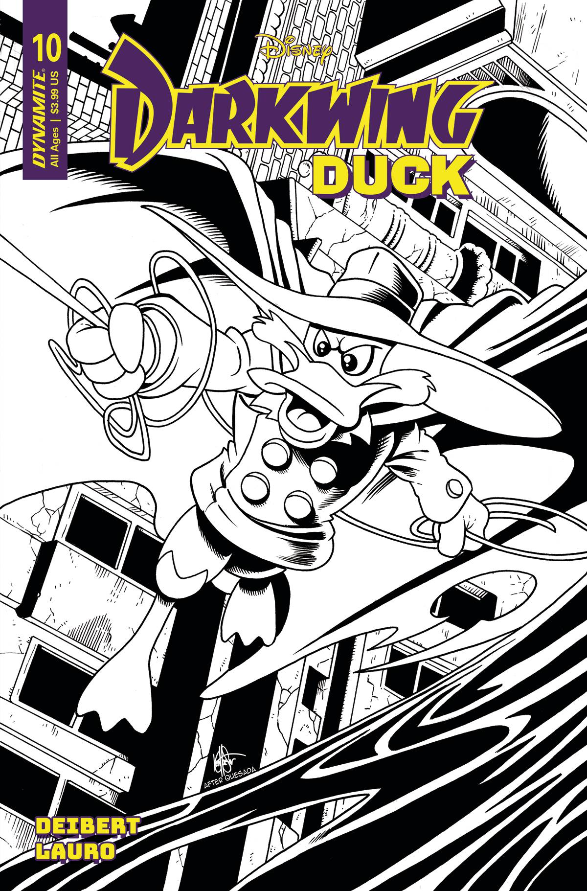 Darkwing Duck #10 Cover Q 7 Copy Foc Haeser Black & White | BD Cosmos