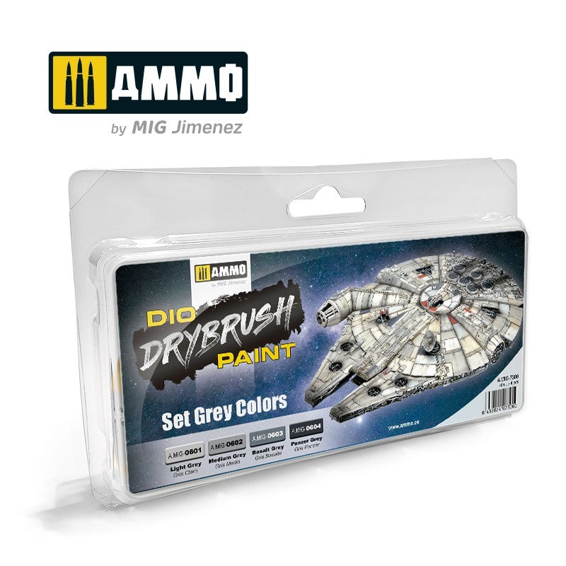 AMMO MIG: DIO DRY BRUSH PAINT - GREY COLORS SET | BD Cosmos