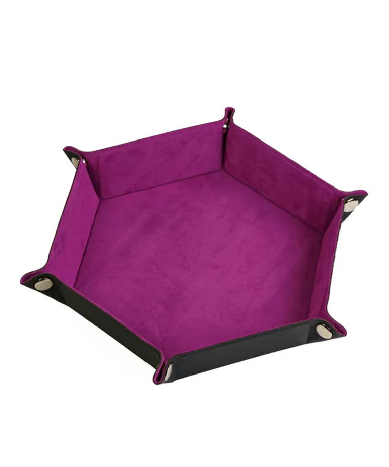 FOLD UP VELVET DICE TRAY - HEXAGONE MAHOGANY | BD Cosmos