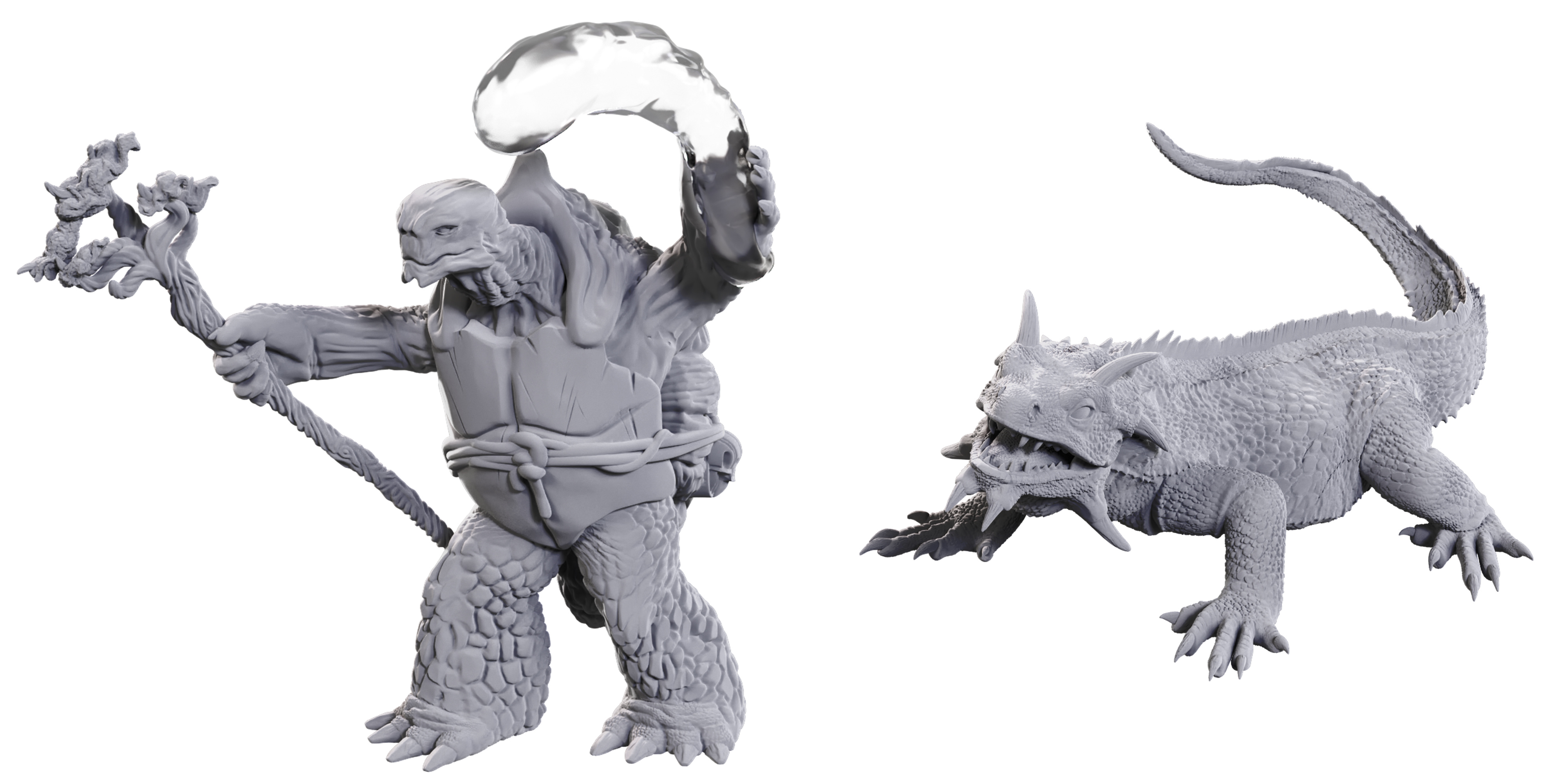 D&D UNPAINTED MINIS: WV24 TORTLE DRUID & WILD SHAPE GIANT LIZARD | BD Cosmos