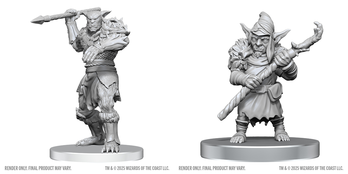 D&D MINIS: DND UNPAINTED MINIS WV28 BUGBEAR STALKER & GOBLIN HEXER | BD Cosmos