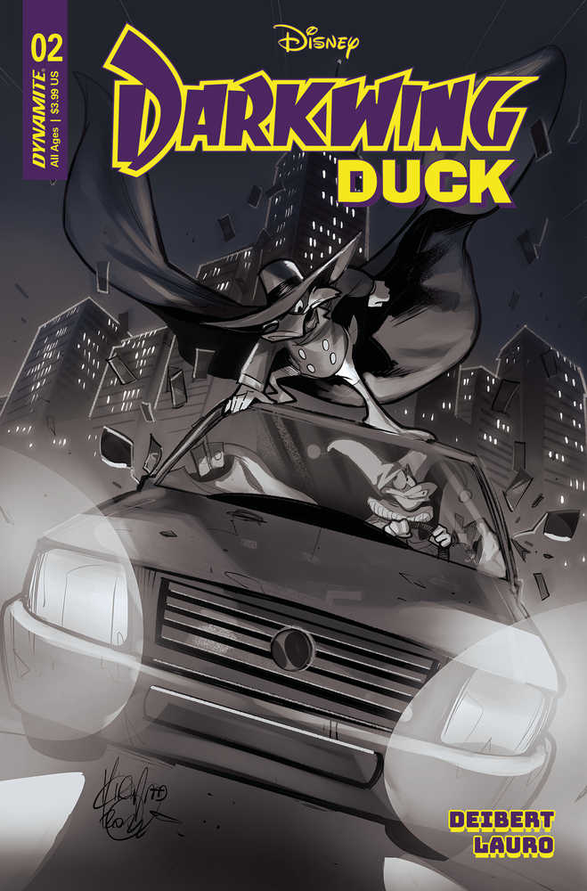 Darkwing Duck #2 Cover Y 10 Copy Foc Variant Edition Andolfo Black & White | BD Cosmos