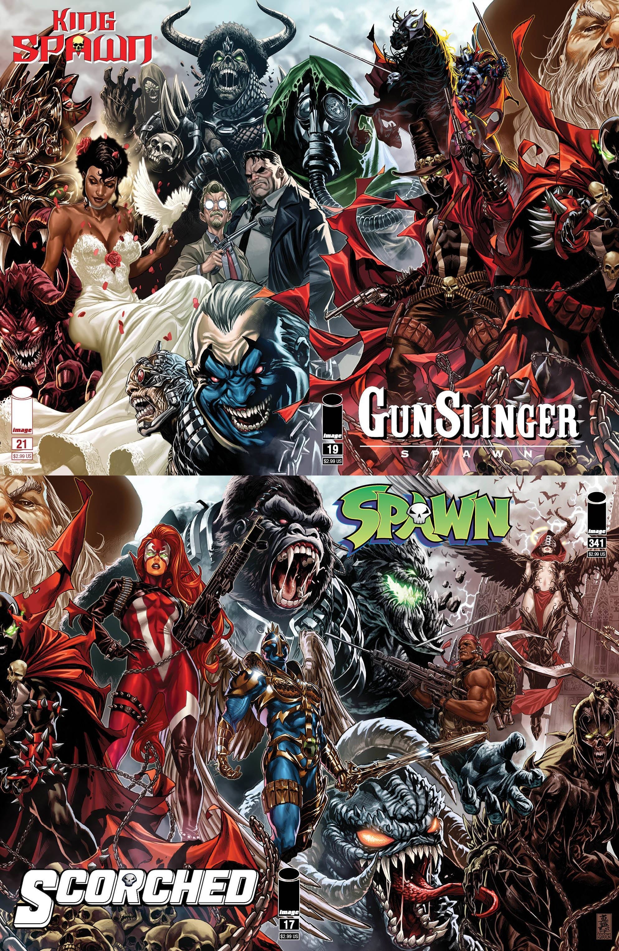 King Spawn Scorched Gunslinger Connecting Cover Mark Brooks April 2023 | BD Cosmos