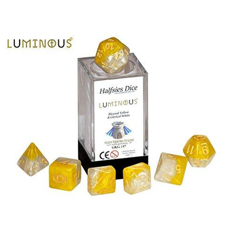 HALFSIES DICE: LUMINOUS - BLESSED YELLOW & CLERICAL WHITE | BD Cosmos