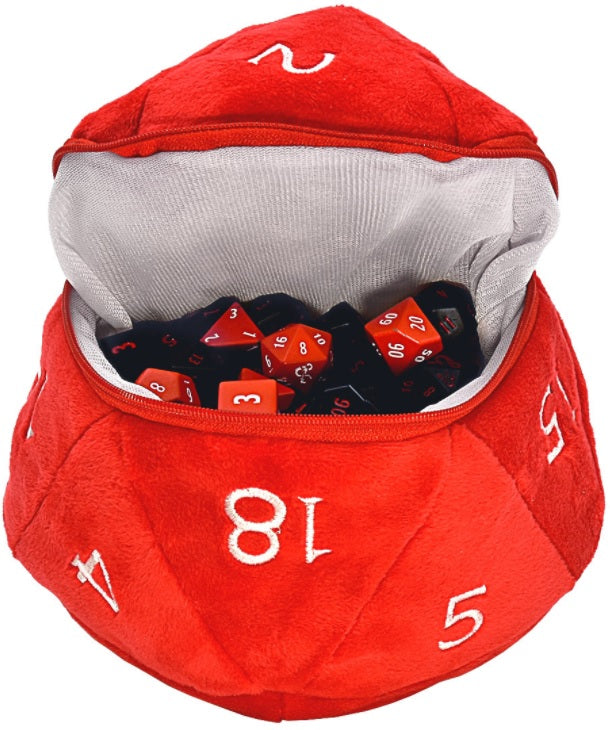 UP DICE BAG DND RED/WHITE D20 PLUSH | BD Cosmos