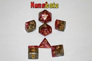 HALFSIES DICE: NANOBOTS - HOT ROD RED & NITINOL GOLD | BD Cosmos